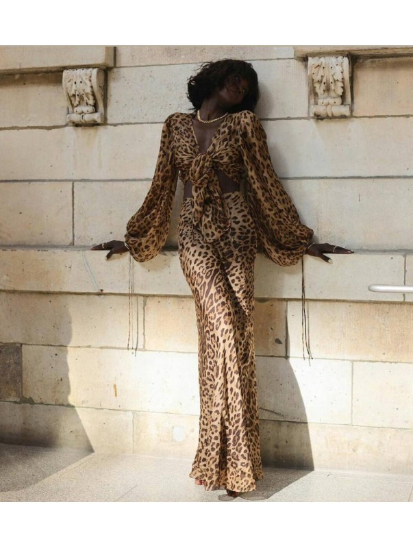 Λεοπάρ Σετ Κρουαζέ Τοπ και Φούστα