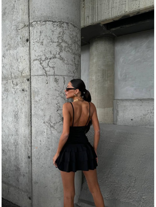 Μαύρο Μίνι Φόρεμα με Δέσιμο